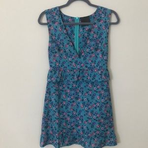 Blue floral mini dress